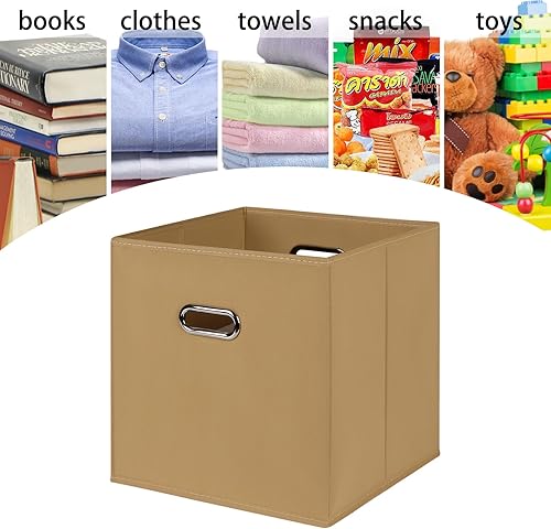 Miniatura 3 de Yunkeeper Contenedores de almacenamiento de 11 pulgadas, cubos de tela negra con asa, canasta plegable para armario o caja de almacenamiento