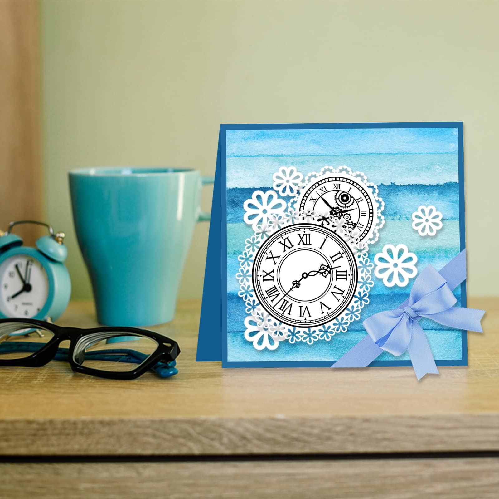 GLOBLELAND Timbri Trasparenti In Silicone Steampunk - Set Gear Skeleton 160x110mm Per Scrapbooking E Card Making