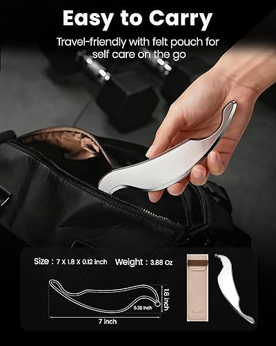 Miniatura 7 de lifechill Herramienta Gua Sha 3 en 1 de acero inoxidable, herramientas profesionales de masaje de punto de gatillo y raspador de liberación de