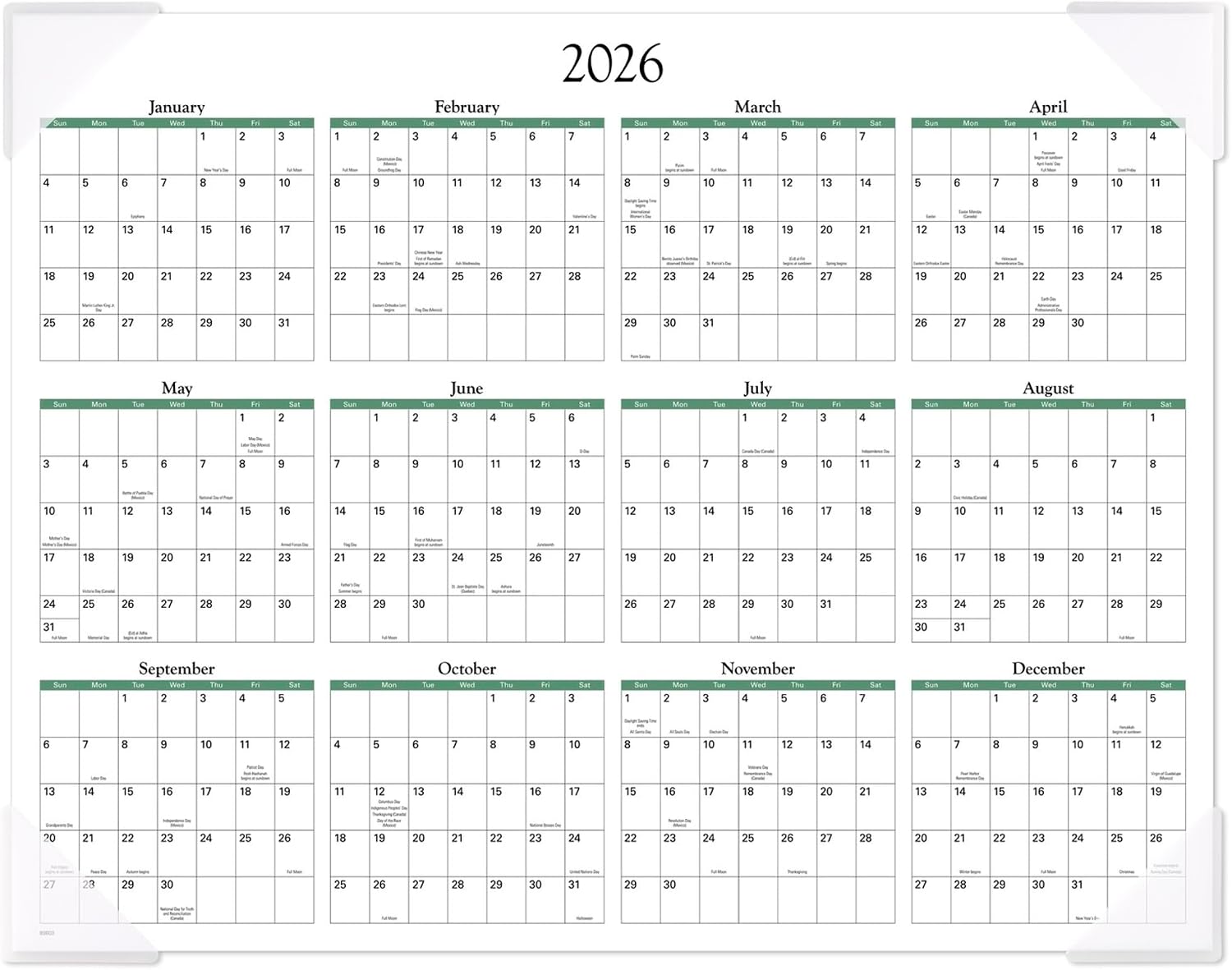 AT-A-GLANCE® 2026 Panoramic Seascape Monthly Desk Pad, Standard, 21 3/4" x 17"