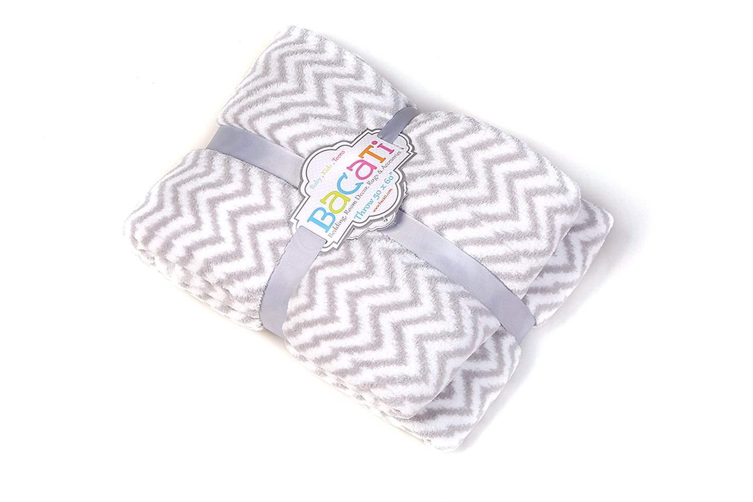 Bacati - Ikat Chevron Toddler/Multi-use/Travel/Throw 50 X 60 Inches (Grey)