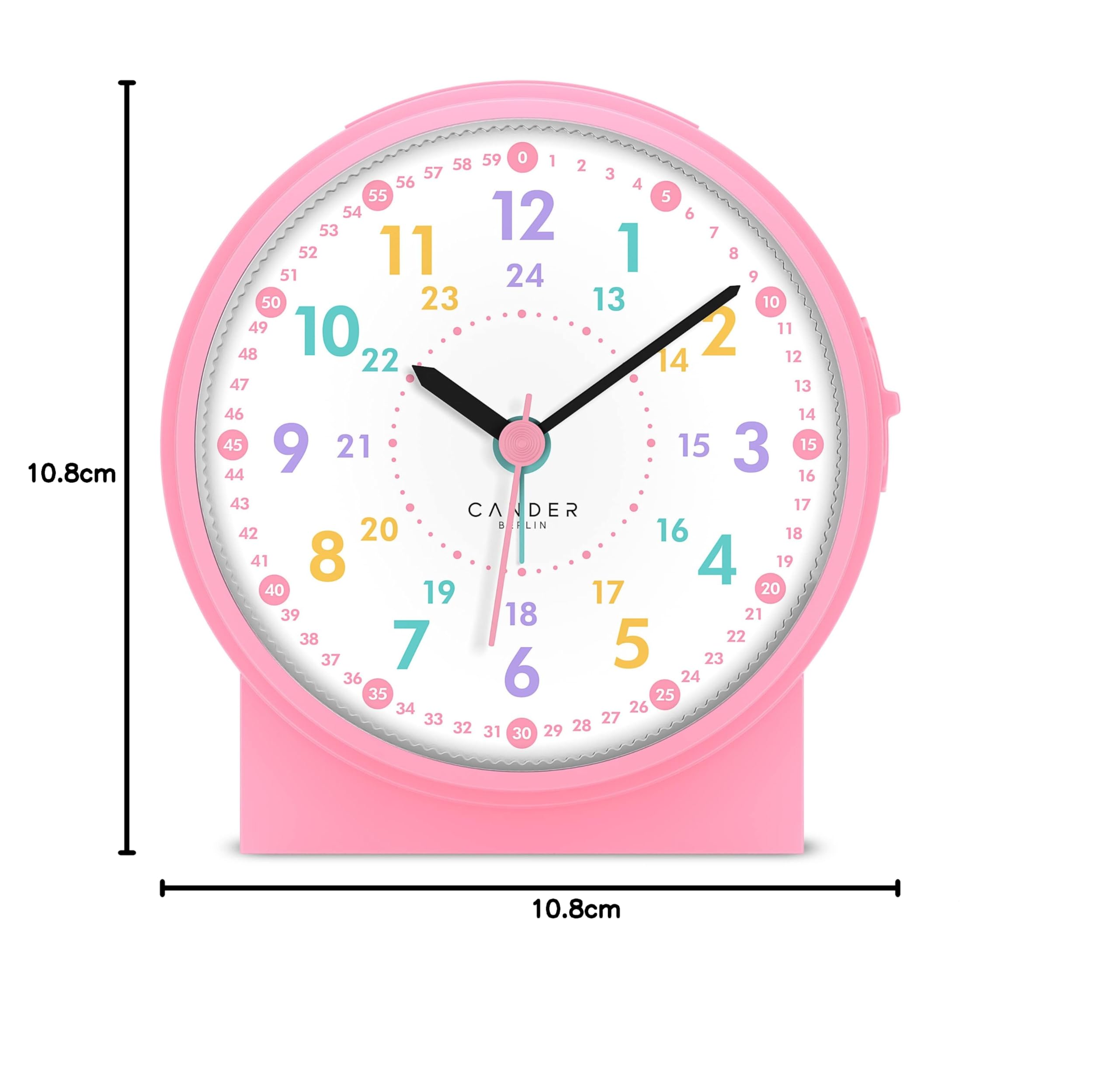 Cander Berlin MNU 1009 H - Reloj despertador infantil silencioso, silencioso, con luz y repetición, color rosa