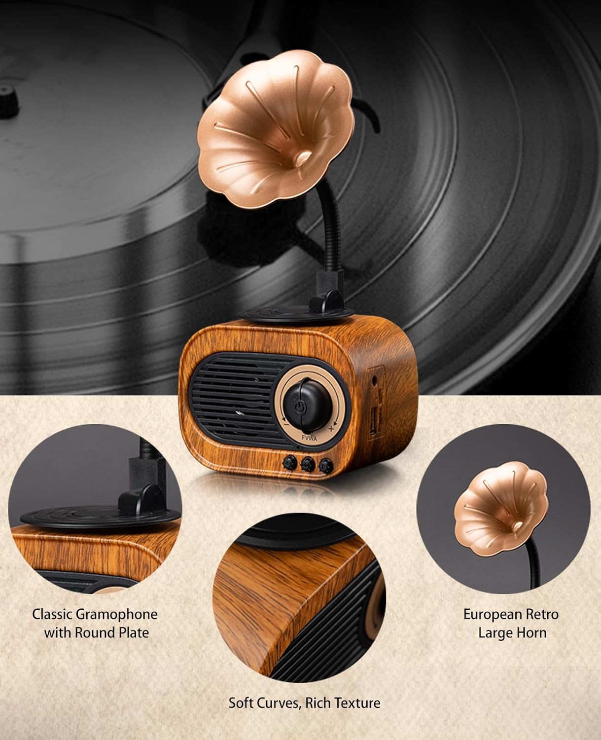 Retro Bluetooth Speaker, 4-in-1 Multifunctional, Vintage Radio Bluetooth Speaker, 5W, 7 Hours Playtime, Black or White