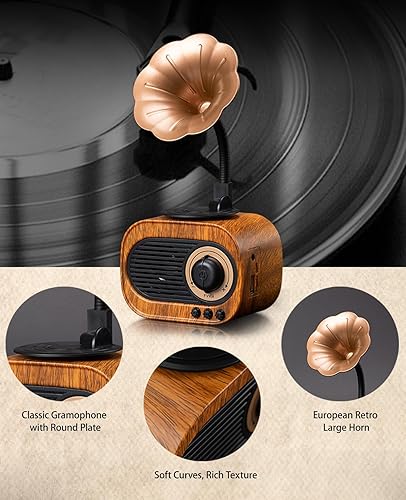 Miniatura 4 de Altavoz Bluetooth retro, 4 en 1 multifuncional, altavoz Bluetooth de radio vintage, 5W, 7 horas de reproducción, blanco o negro