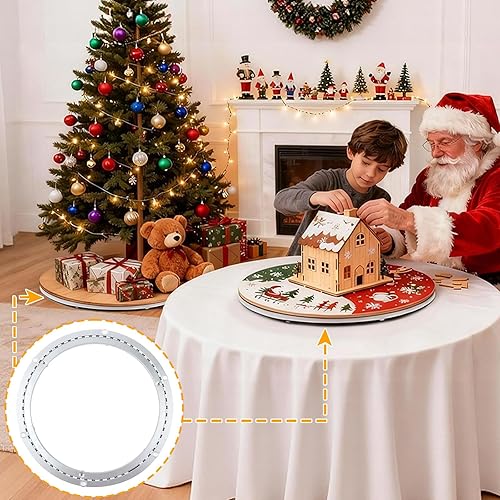 Miniatura 3 de TamBee Kit de herramientas Lazy Susan de aluminio resistente de 14 pulgadas, mecanismo de anillo giratorio para mesas de comedor, proyectos de