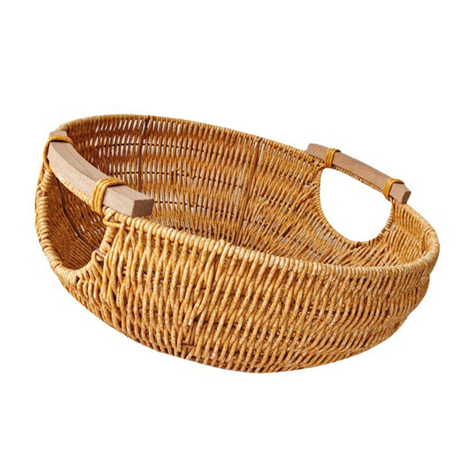 Buxuaaaa Spacious Snacks Imitation Rattan Woven Basket for Household and Needs Multipurpose Bread Serving Tray Portable Fruit Tray