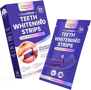 Purple Teeth Whitening Strips, Pap& V34 Formula, 28 Strips, Calvia