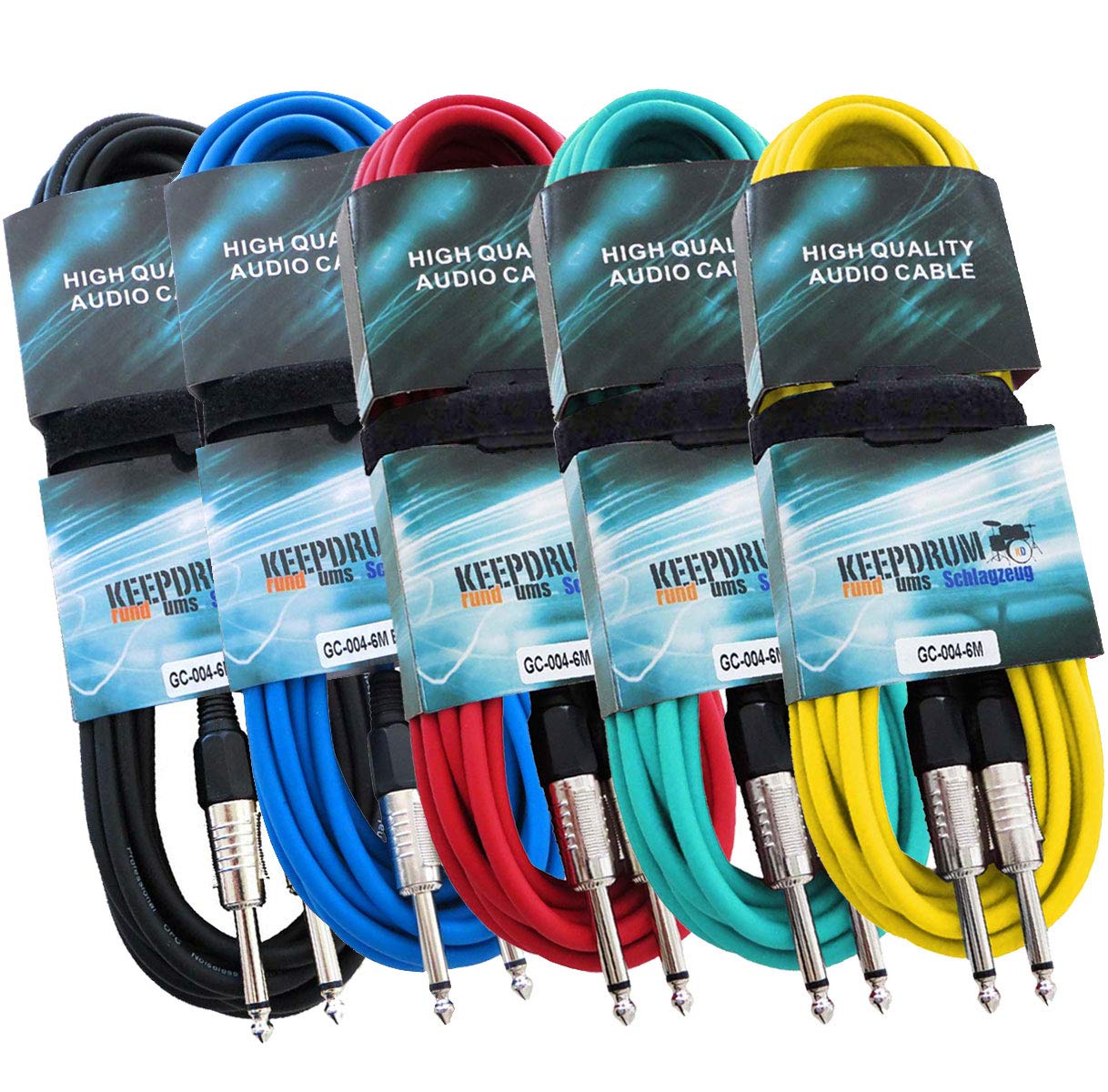 keepdrum GC-004 - Cable de audio para instrumentos (5 unidades, 6 m)