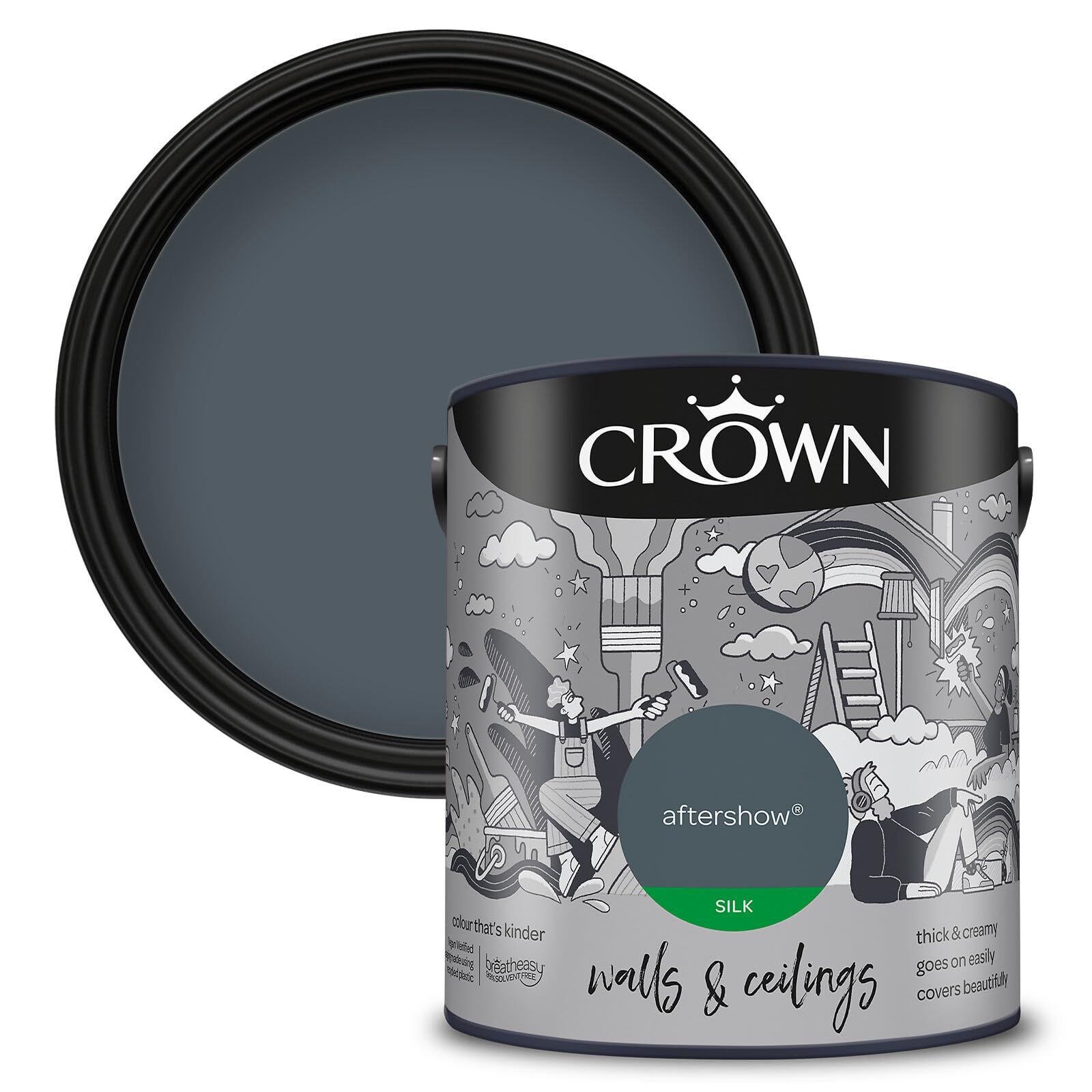 Cos Aftershow Crown Walls & Ceilings Silk Emulsion Paint, Size 2.5L,