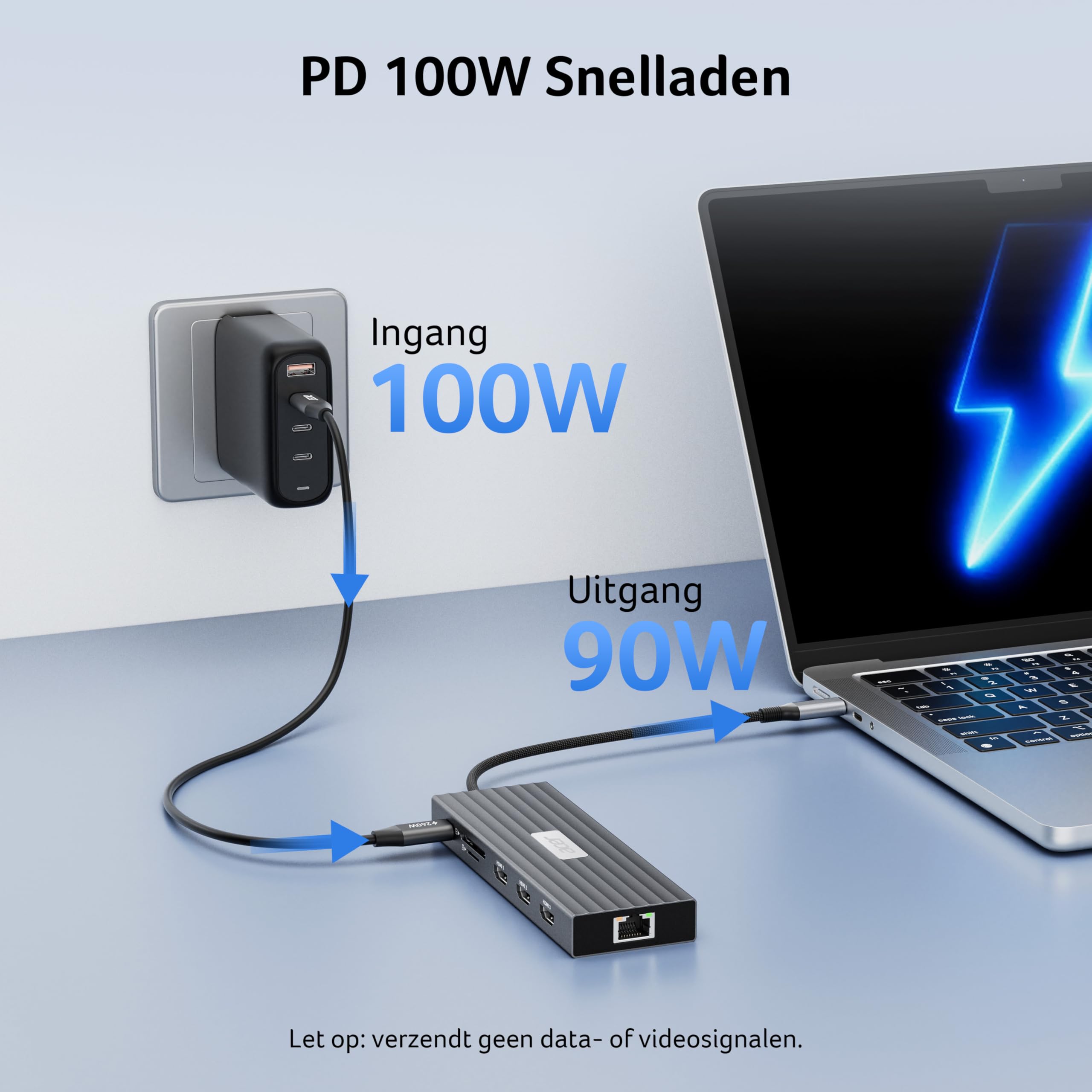 Acer Stacja dokująca USB C 3 HDMI 4K@60Hz, 13w1 Hub z trzema wyświetlaczami z 10Gbps USB-A+2C, 5Gbps USB-A, Ethernet 1Gbps, 100W PD, czytnikiem kart SD/TF, do Surface, MacBook Pro, Dell, Laptop itp.