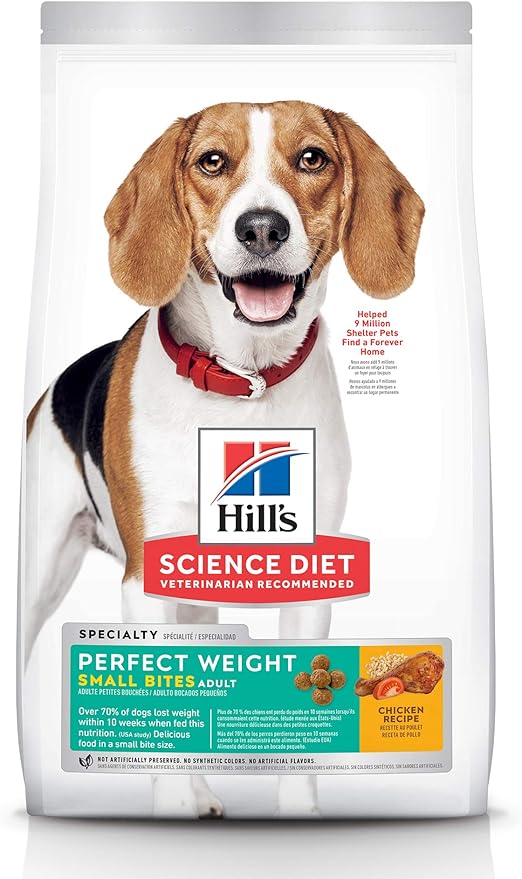 Hill's Science Diet Perfect Weight Adult Small Bites, Chicken Recipe, Dry Dog Food for Healthy
