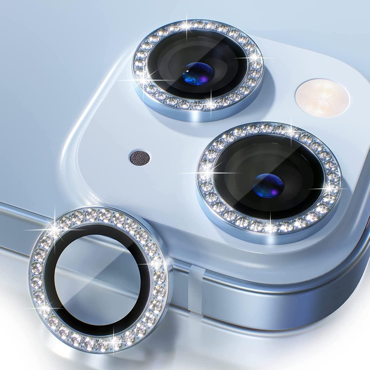 VONZEE® Diamond Camera Lens Protector Compatible for iPhone 14/iPhone 14 Plus, [Anti-Scratch] Premium Tempered Glass Film Aluminum Alloy Lens Ring Cover (Sierra Blue) (B0BQF1GJ4W) Amazon Price History, Amazon Price Tracker