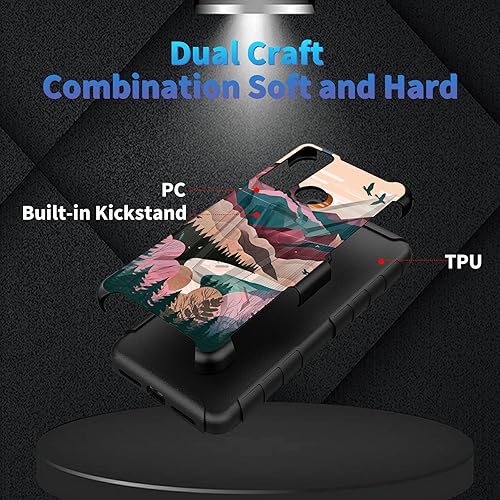 Miniatura 168 de AT&T Calypso 2 (U319AA) Funda con protector de pantalla de vidrio templado resistente con función atril integrado para debut de críquet, ciervo