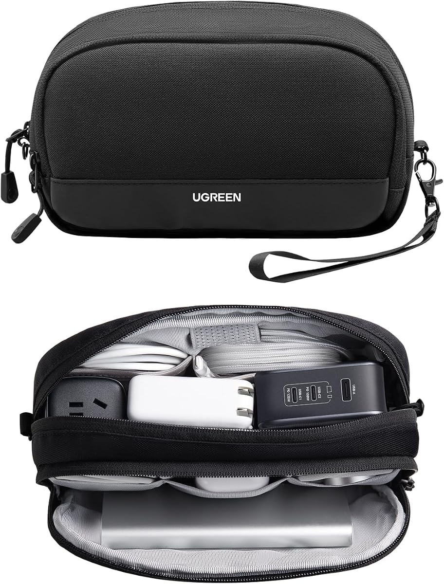 Organizador de electrónica Estuche de viaje Bolsa Organizador multifuncional Estuche de transporte para cables, cordón, tarjeta SD, auriculares, cargador, adaptador USB, accesorios electrónicos Tamaño mediano