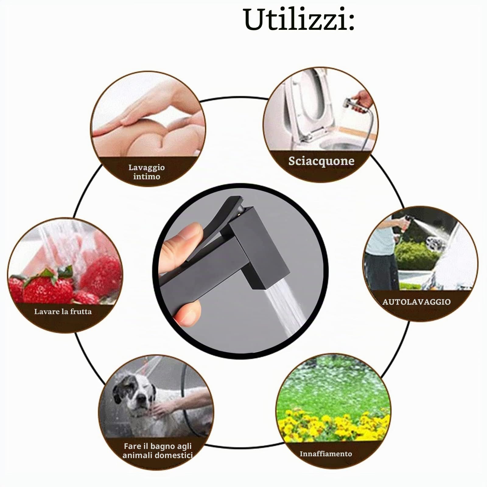 Doccetta per bidet, supporto da parete per WC in ottone