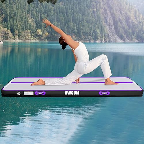 Miniatura 25 de AWSUM - Colchoneta inflable para gimnasia y acrobacias, 8 ó 4 pulgadas de grosor, incluye bomba eléctrica, para hogar, gimnasio o exterior, 10, 13