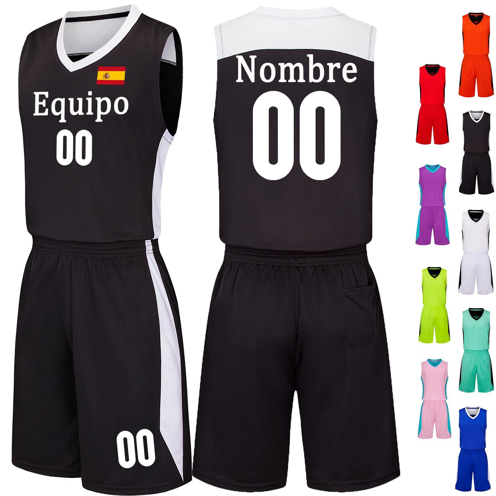 Equipación Baloncesto Personalizada Niños Traje de Ropa Deportiva, Juego de Camiseta sin Mangas y Pantalones, 1 Top + 1 Pantalón