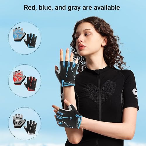 Miniatura 7 de 1 par de guantes de ciclismo de otoño 2025 para hombre, diseño de bloqueo de color, guantes de ciclismo acolchados para ciclismo, entrenamiento para
