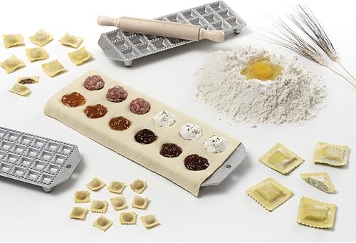 Miniatura 2 de Paderno World Cuisine Máquina de ravioles de 12 piezas con rodillo, gris