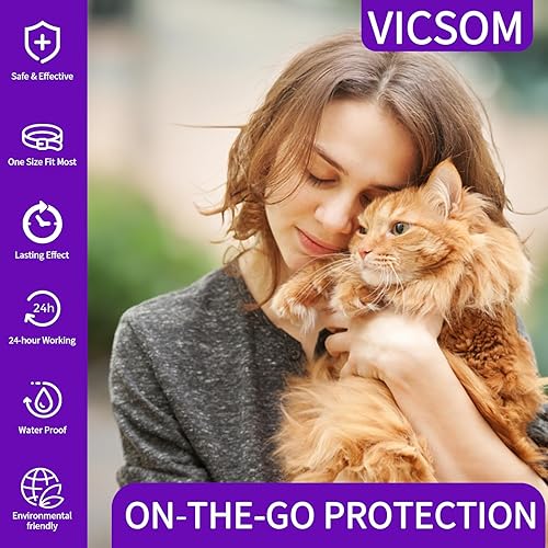 Miniatura 6 de Paquete de 4 collares antipulgas para gatos, collar antipulgas y garrapatas de gato, 8 meses, prevención de tratamiento de pulgas y garrapatas,