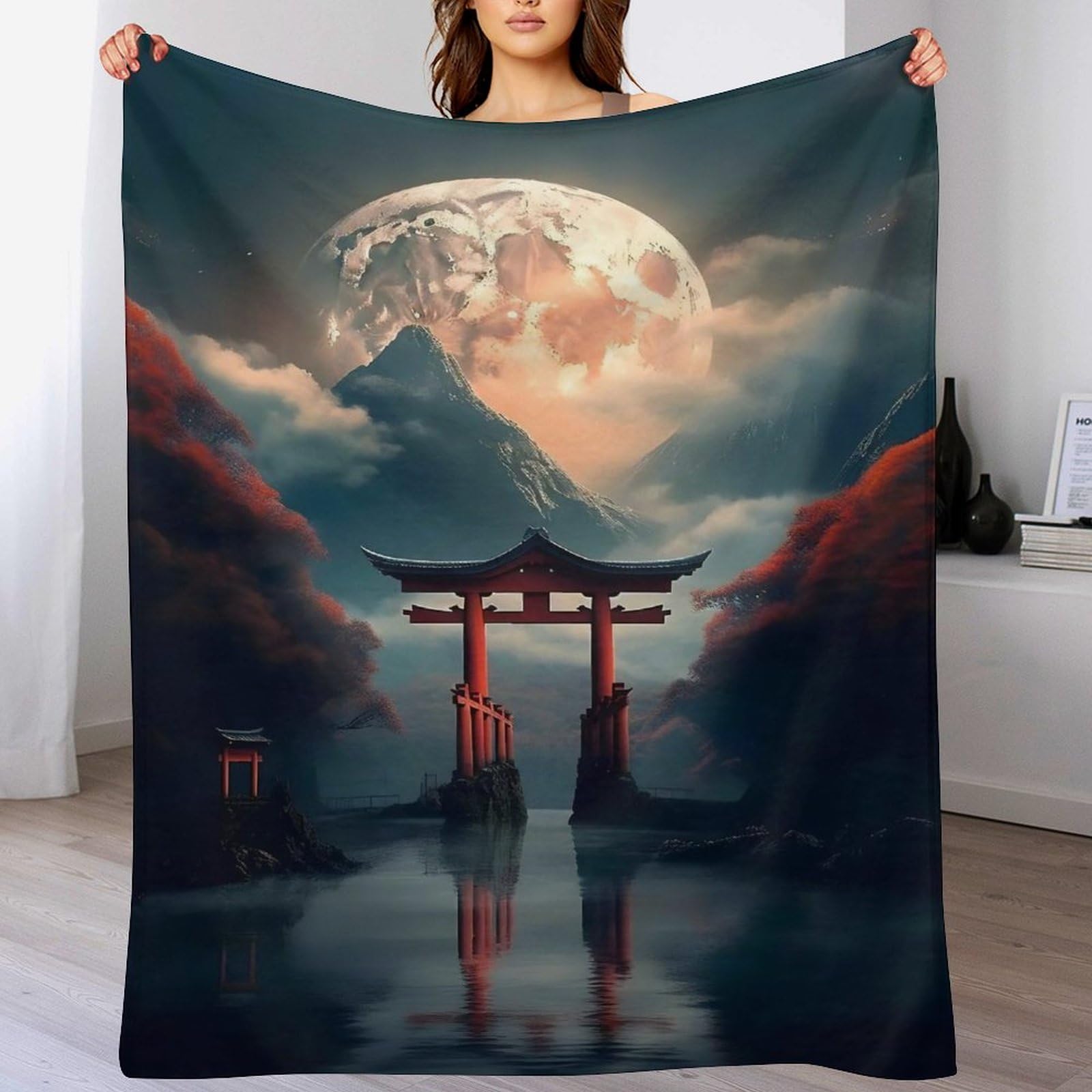 Lcwww Japanese Torii Gate Plush Throw Blanket Fuzzy Soft Blankets Flannel For Couch, Bed, Sofa Warm And Cozy For All Seasons 130×150Cm
