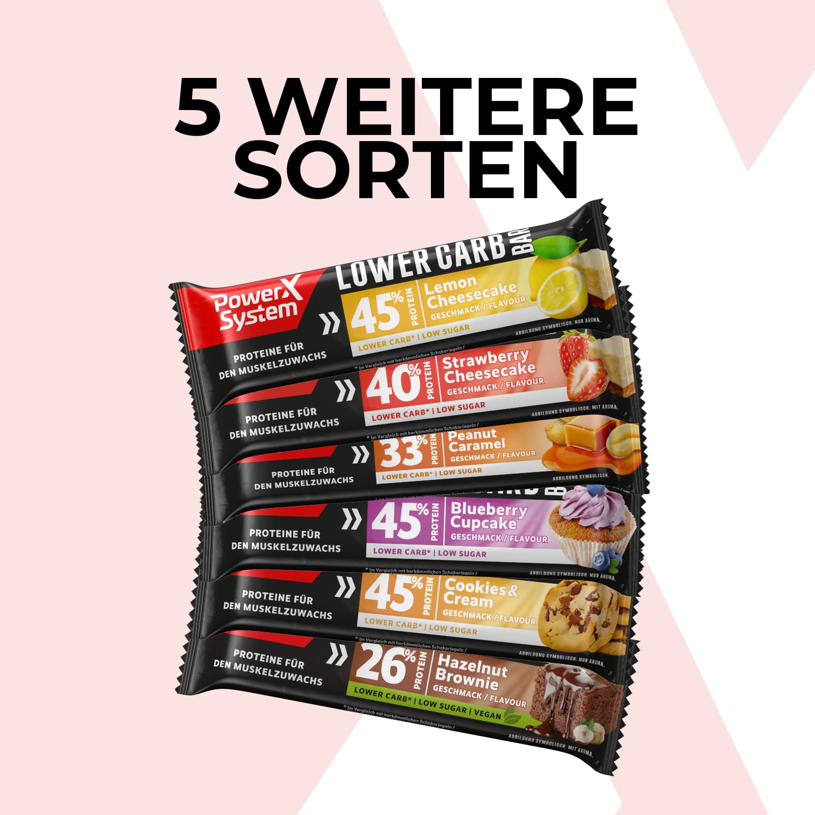 Power System Lower Carb Bar Lemon Cheescake 28x40g, 45% Eiweiß, Low Sugar, Low Carb, High Protein