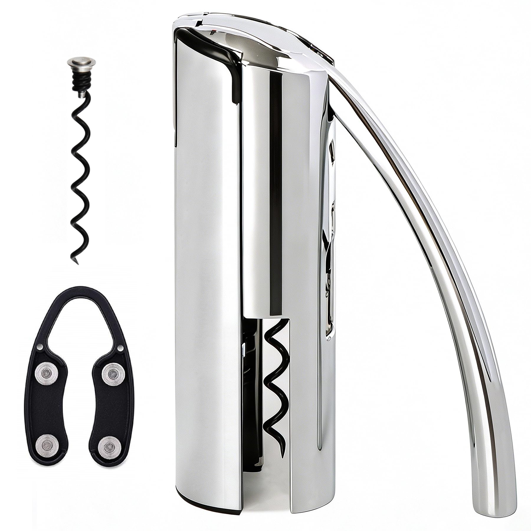 KAYCROWN Wine Opener, Stainless Steel Vertical Lever Corkscrew with Foil Cutter, Extra Spiral and Premium Gift Box, Manual Wine Opener with One-Pull Design, Wine Bottle Opener