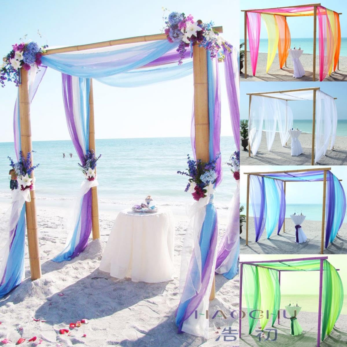 (50 m/Lote) Rollo de Tela de Tul de Organza Transparente para Boda de 75cm de Ancho, artesanía DIY, decoración de Festival de cumpleaños para niños, Camino de Mesa, guirnaldas-Azul Claro