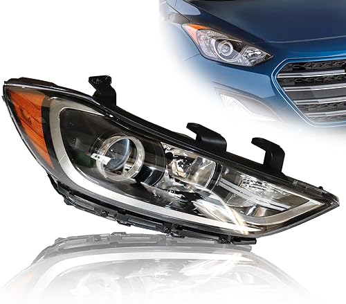 Faro halógeno delantero derecho para Hyundai Elantra 2017 2018 negro montaje de faro sustituye 114-10015R 92102F3000 HY2503206 (lado derecho del