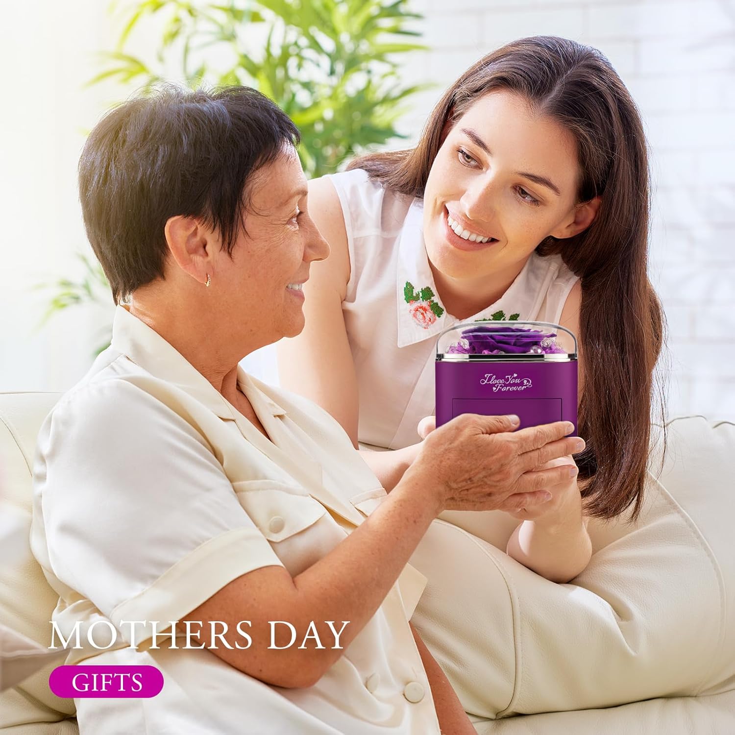 WILDLOVE Preserved Real Purple Rose with Heart Necklace, Forever Flowers Gifts for Mom Grandma Wife Girlfriend at Christmas, Valentines, Mothers Day, Anniversary or Birthday Gifts for Women - Image 5