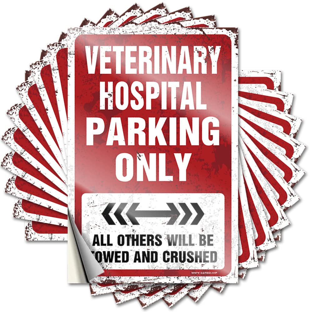 Sticker Hard Bookish Veterinary Hospital Parking Only for Sports - Farmhouse Outdoor Decor Easy Peel Removable(6X9CM)