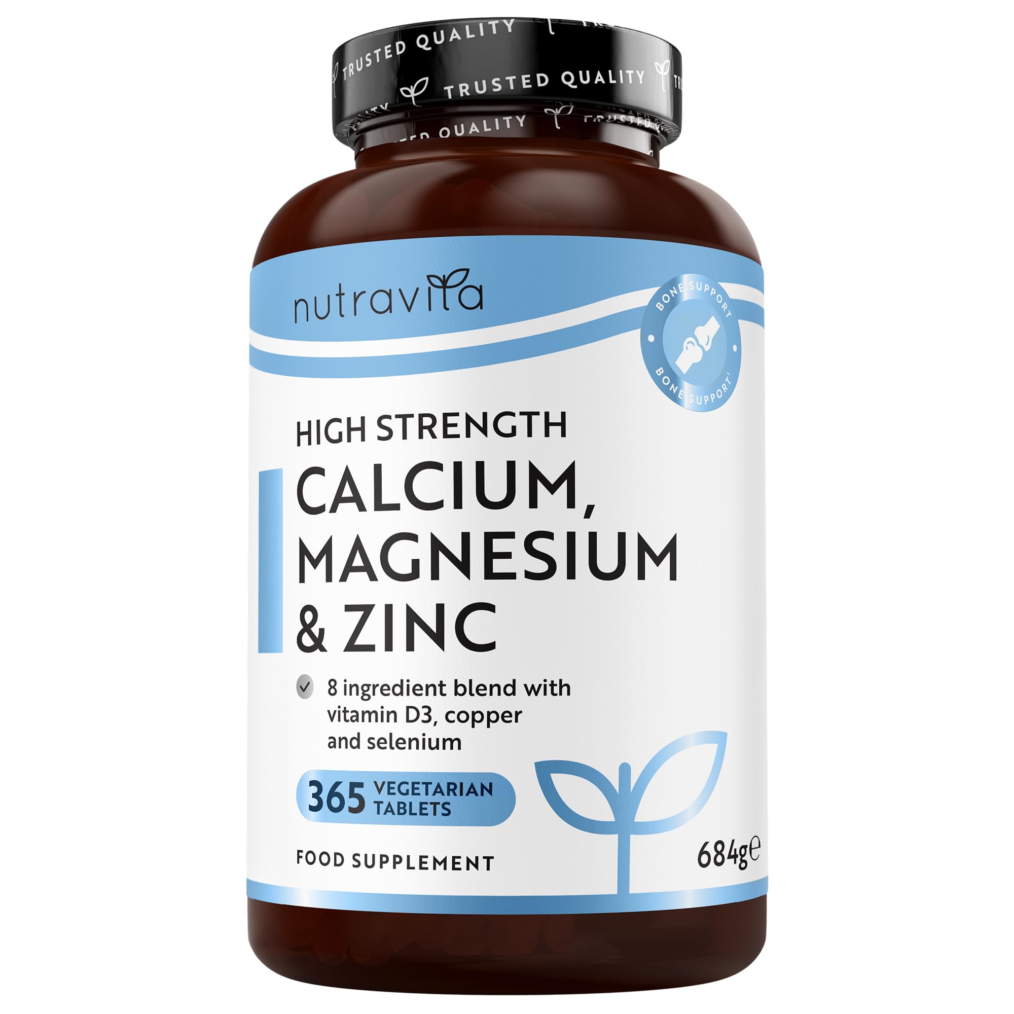 Nutravita Calcium Magnesium Zinc & Vitamin D3 365 Vegetarian Tablets High Strength Calcium Supplement 6 Month Vegetarian Supply Of Osteo Supplement Made In The Uk
