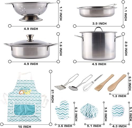 Miniatura 2 de Juego de 35 piezas de accesorios de cocina con utensilios de cocina de acero inoxidable, utensilios de cocina, delantal, sombrero de chef y comida
