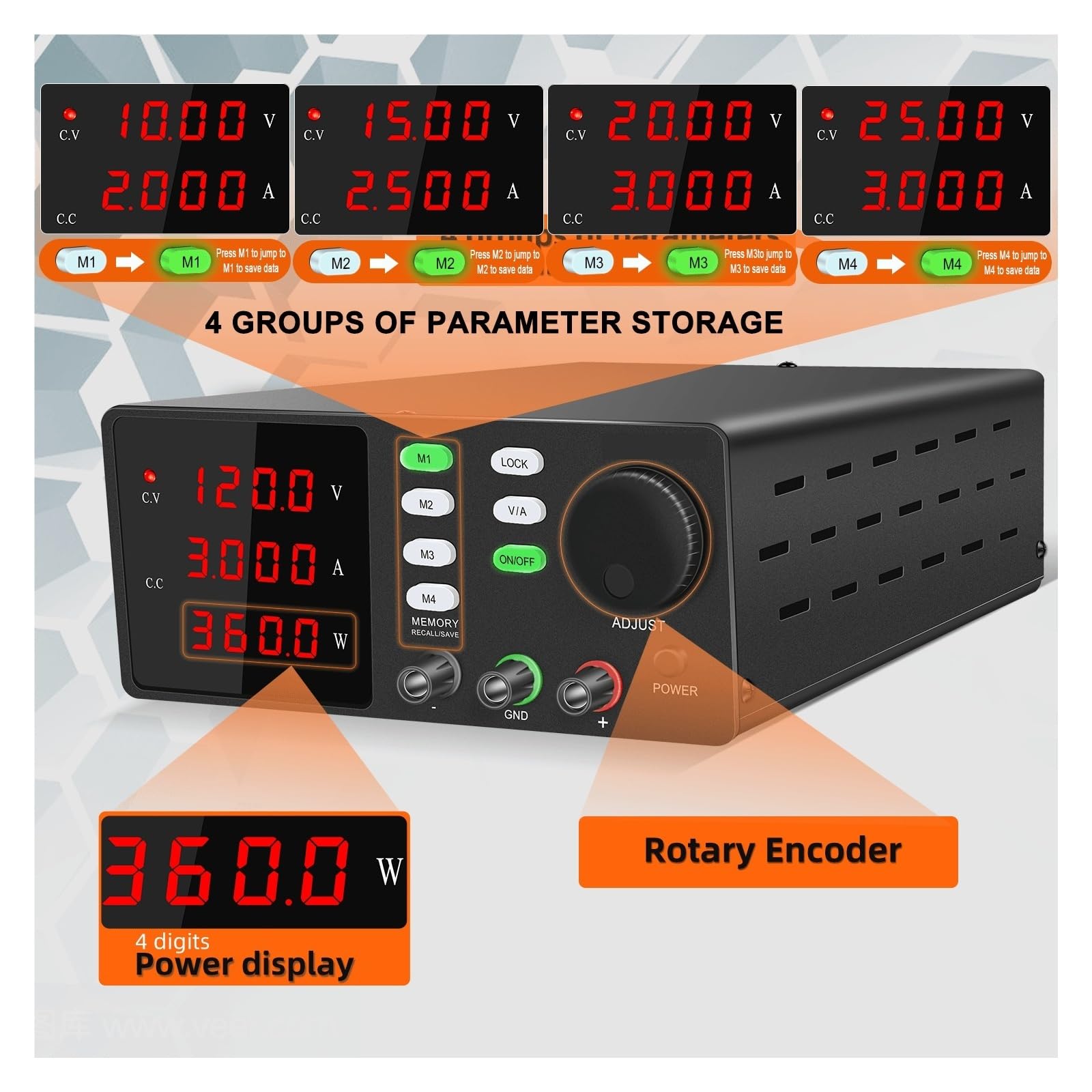 Fuente de alimentación de laboratorio de 120 V y 3 A CC; fuente de alimentación de banco regulada variable de 30 V y 10 A Múltiples protecciones(30V 10A RS232-USB)