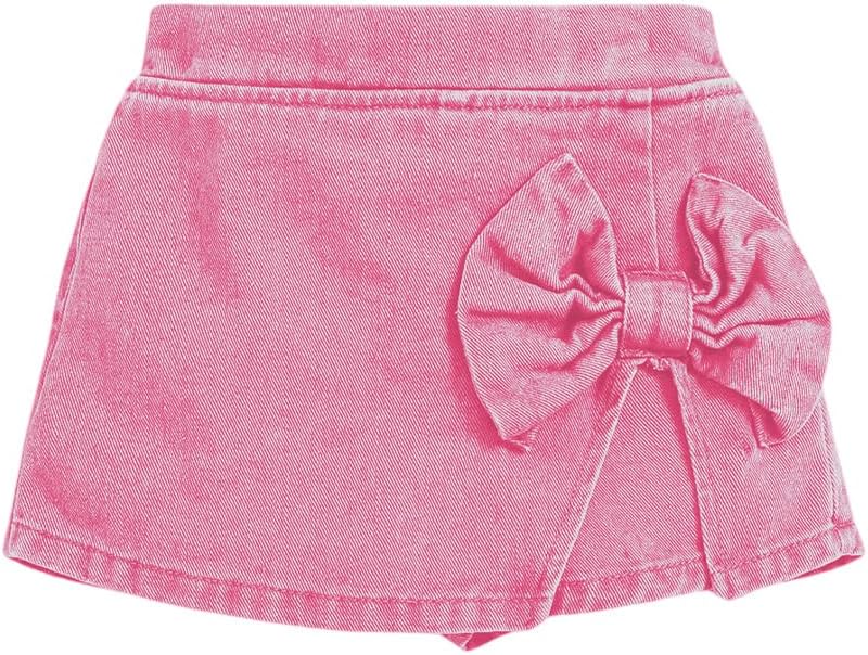 Girl's High Waist Denim Skort Bow Front Split Elastic Waist Summer Casual Jean Skirt Shorts - Image 5