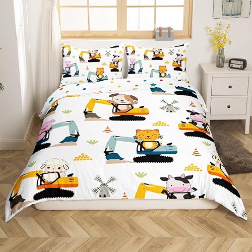 Vista 170 de Feelyou Funda de edredón de perro de dibujos animados, juego de ropa de cama para niños y niñas, perros y flores, funda de edredón con plantas Multi