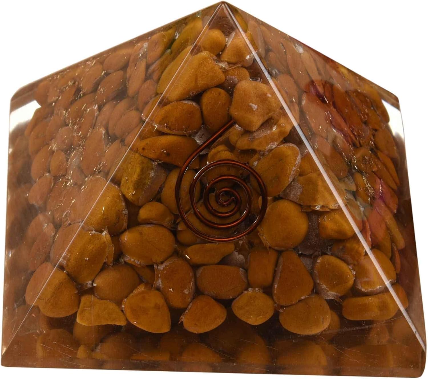 Blessfull Healing Reiki Stone Gift Yellow Jasper with Copper Logo Pyramid Chakra