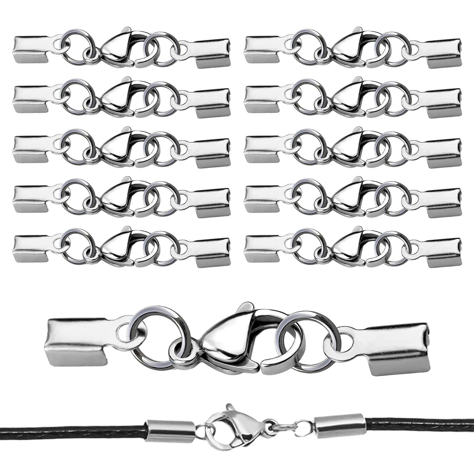 10 Chiusure A Catena In Acciaio Inox Con Fibbia A Aragosta Per Gioielli Fai Da Te – Connettori Per Collane, Bracciali E Portachiavi