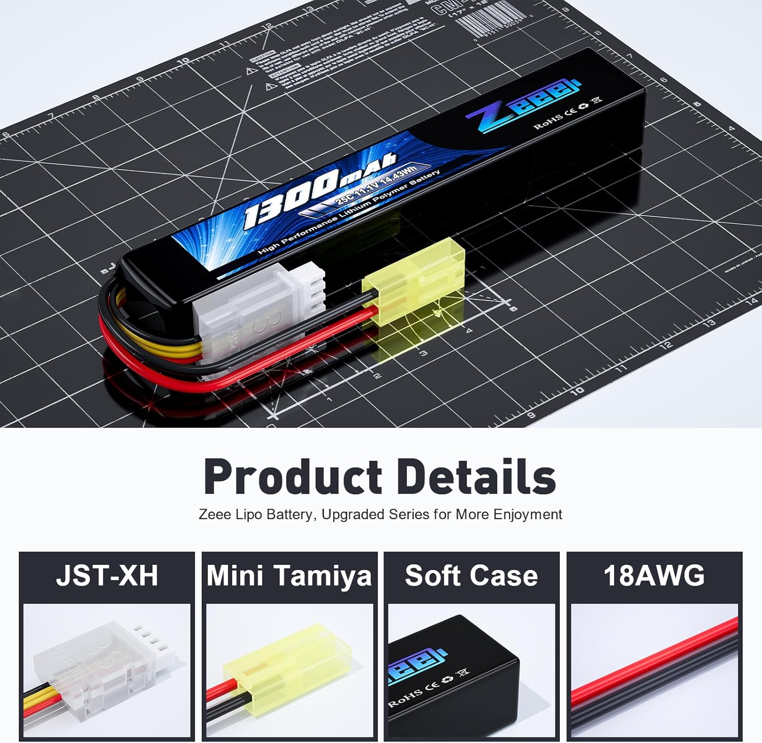 SUPULSE - Bater&iacute;a Lipo De 11.1 V 3S 50C 1300 MAh Con Enchufe En T Y Enchufe XT60 Para RC Avi&oacute;n