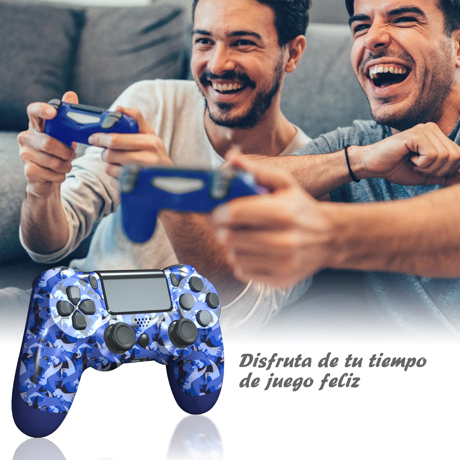 Mando de juegos compatible para Play4/Slim/Pro, mando con cable para PC con doble vibración, sensor giroscópico de 6 ejes y conector para auriculares (dinosaurios)