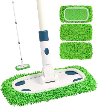 Sweeper Mop System with 3 Reusable Microfiber Mop Pads