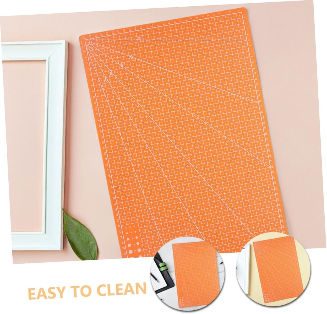LIFKOME 2pcs Double-sided Quilting Cutting Mat Precision Grid for Sewing and Craft Projects, Thin Orange A3 Size Board for Fabric Hobby and Scrapbooking
