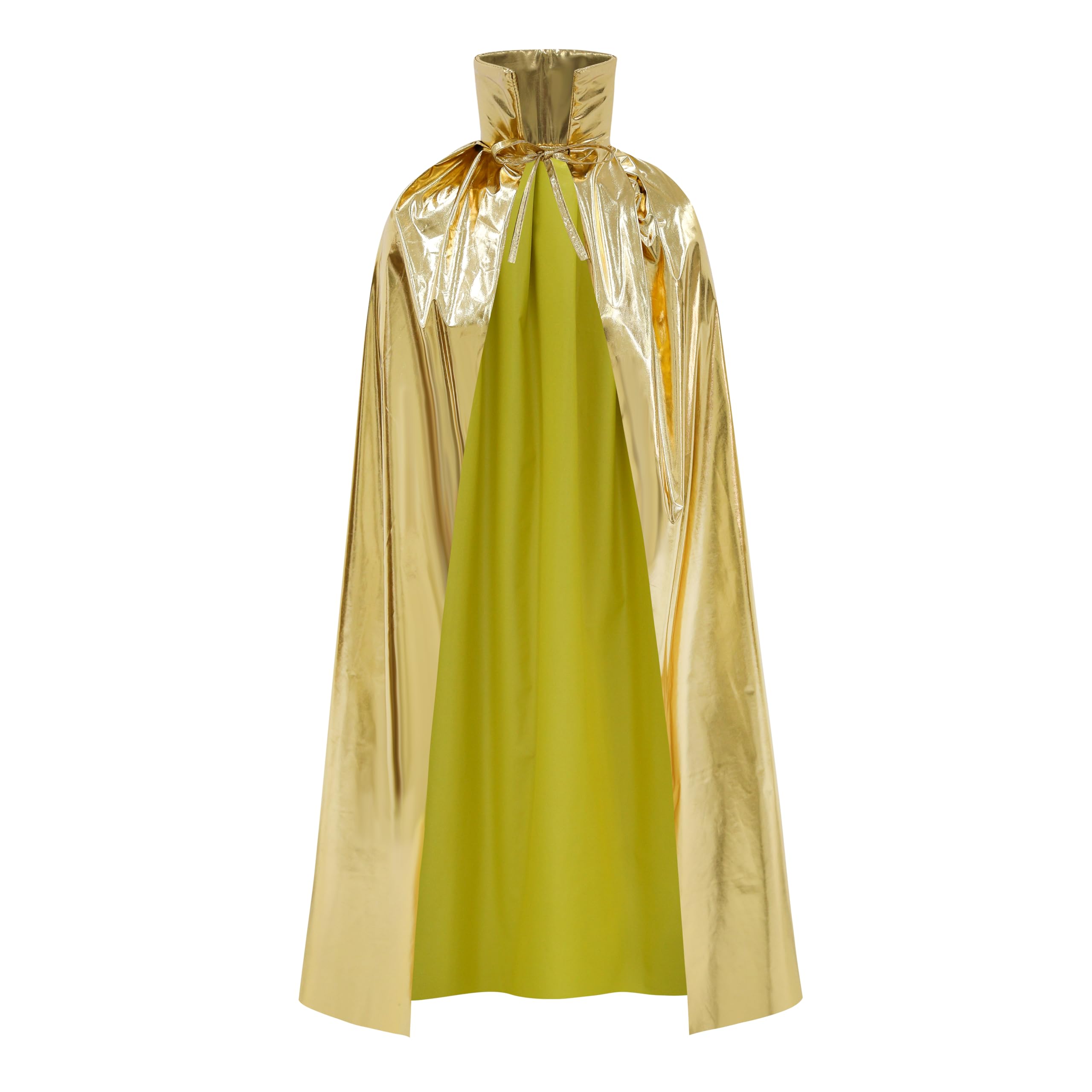 DELIVESS Halloween Carnival St. Patrick's Day Adult Sparkling Gorgeous Stand up Collar Costume Cloak Suitable For Both Men And Women (45", Gold (Stand Collar)) — image 1