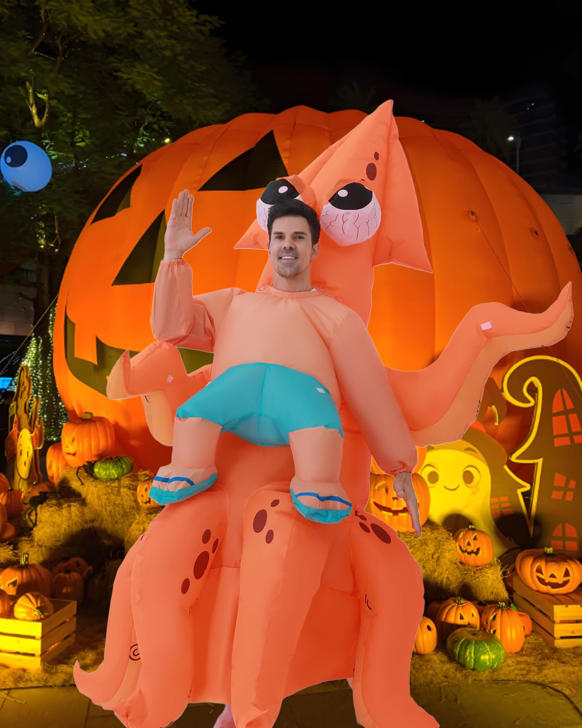 FXICH Disfraz hinchable para adultos, disfraz hinchable para mujeres y hombres, disfraz hinchable de pulpo para todo el cuerpo, disfraz divertido y fantástico de pulpo para Halloween