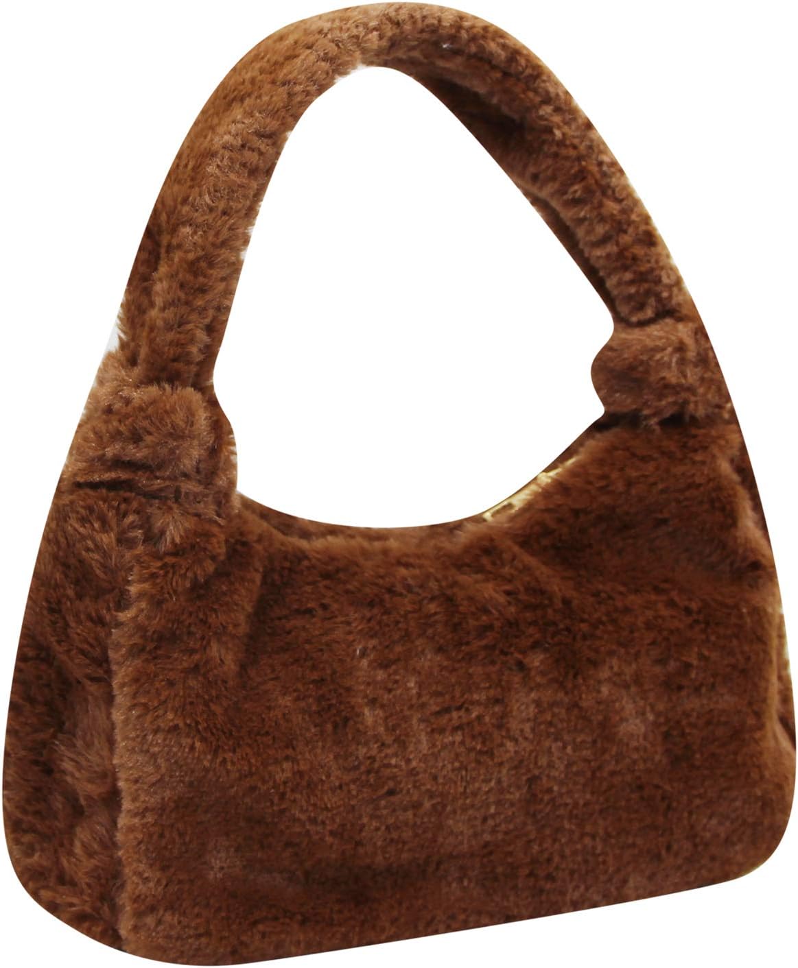 Women Girls Fashion Leopard Cow Print Fluffy Tote Handbag Soft Plush Faux Fur Underarm Shoulder Wallet Purse - Image 3