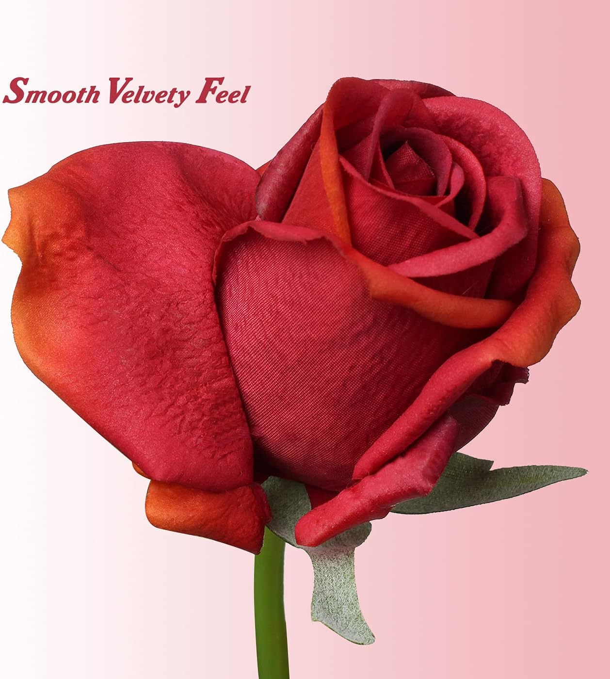 Artificial Realistic Roses Red Flowers 24" Real Touch Silk Roses Bouquet Long Stems Rose for Flower Arrangement Fake Roses Decor for Home Party Wedding Table Centerpieces Roses Realistic - 5 Pcs - Image 2