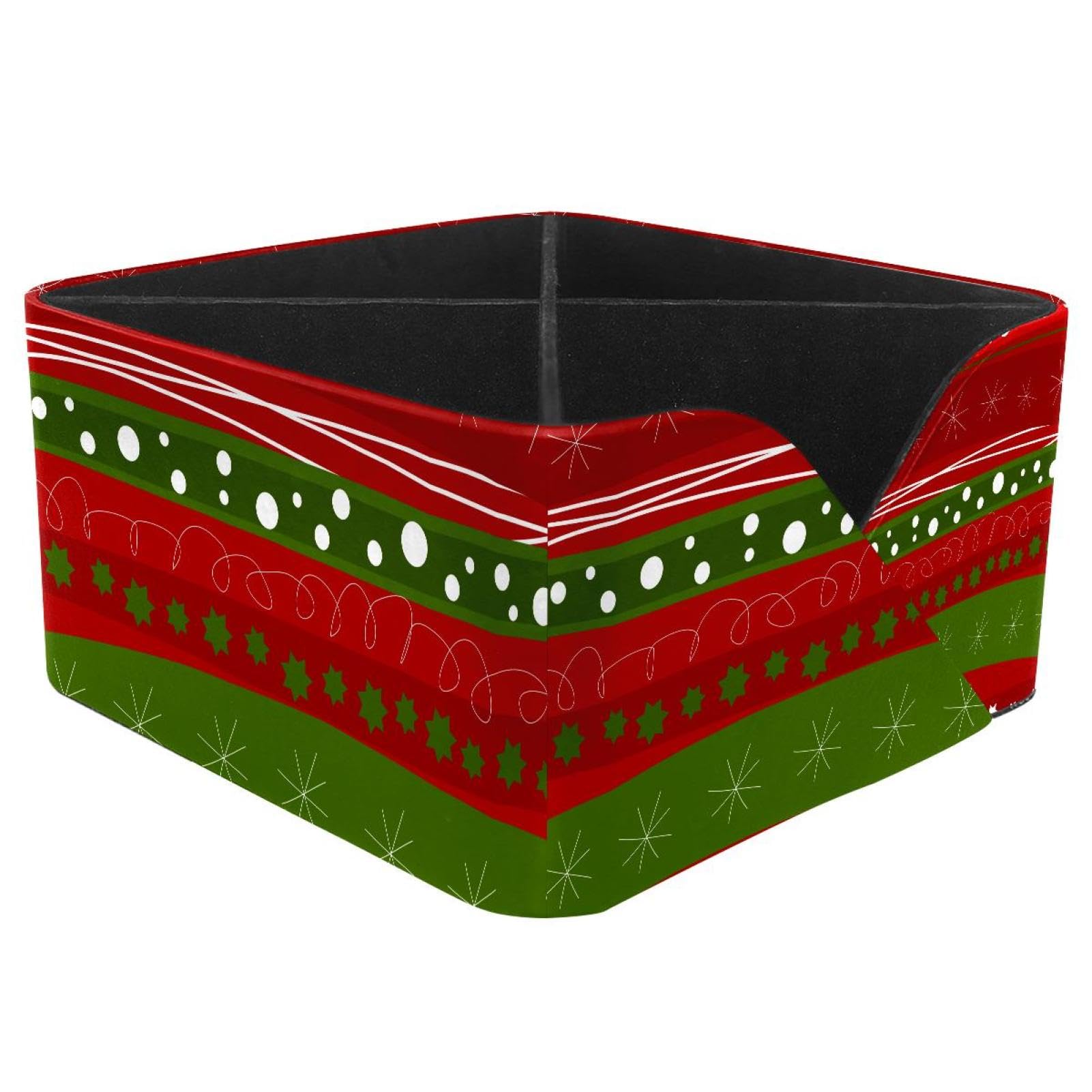 KengjuTesu Christmas Snowflake Dots Pattern Desktop Organizer Pen Holder, Rectangular Pencil Cup for Office, Study and Makeup Stations