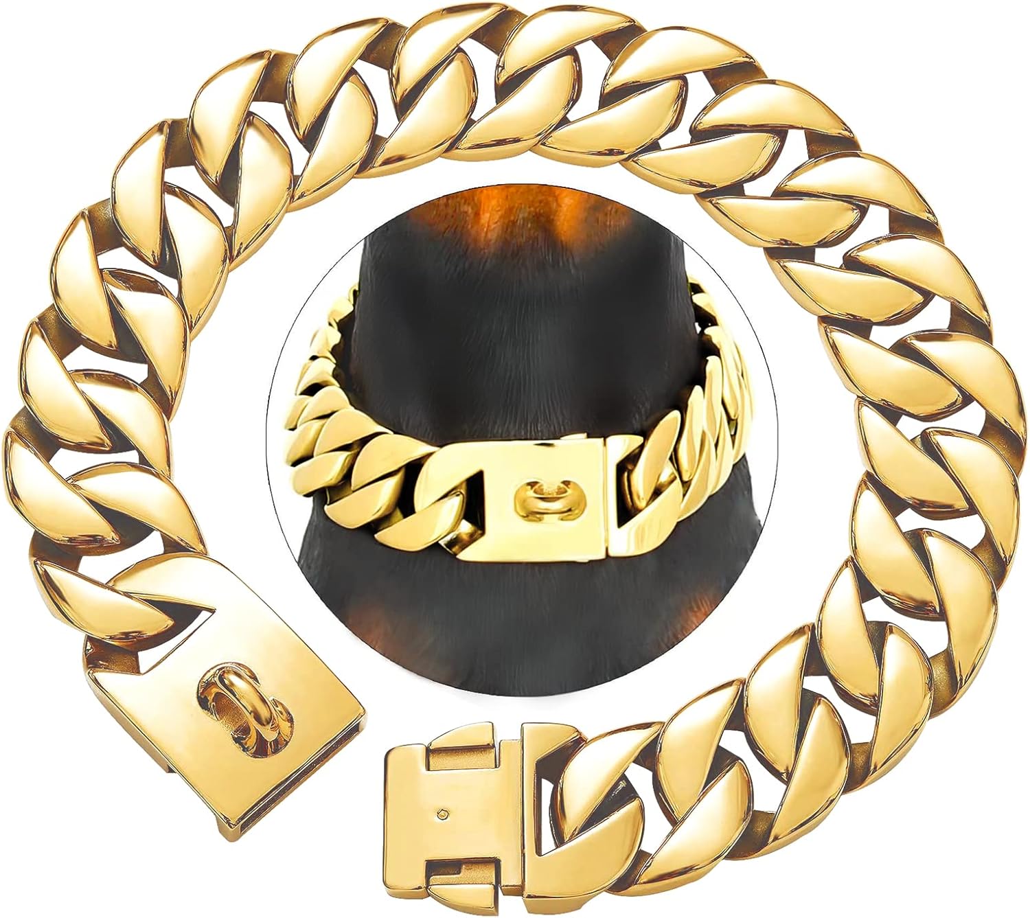 Gold Dog Chain Collar& Dog Chain Leash Set