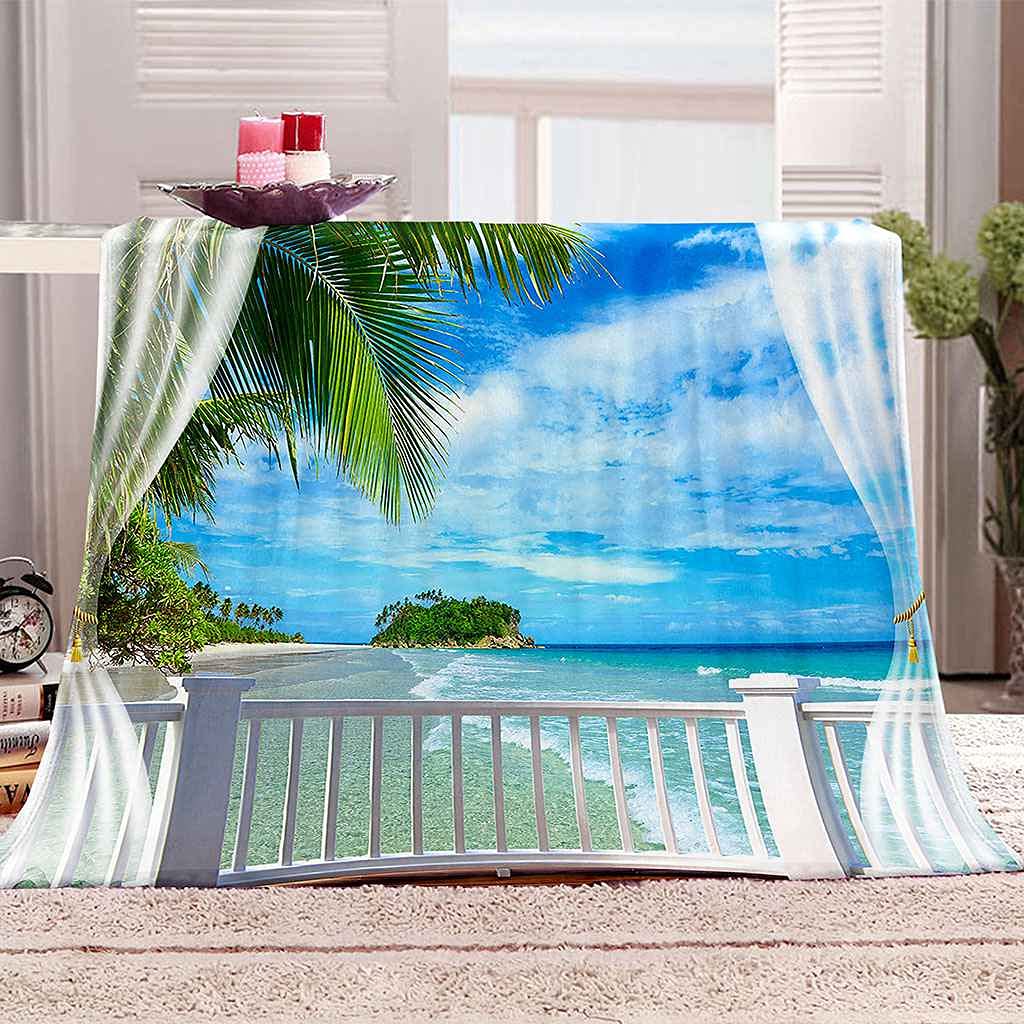 Couverture en flanelle océan bleu 100x130cm chaude pour canapé