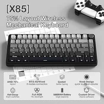 ATTACK SHARK X85 Mechanical Gaming Keyboard 75% Hot